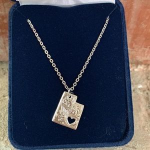 BNWT Sterling silver engraved Utah with a heart necklace by Montana Silveramiths